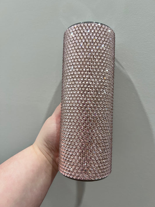 Light pink rhinestone tumbler