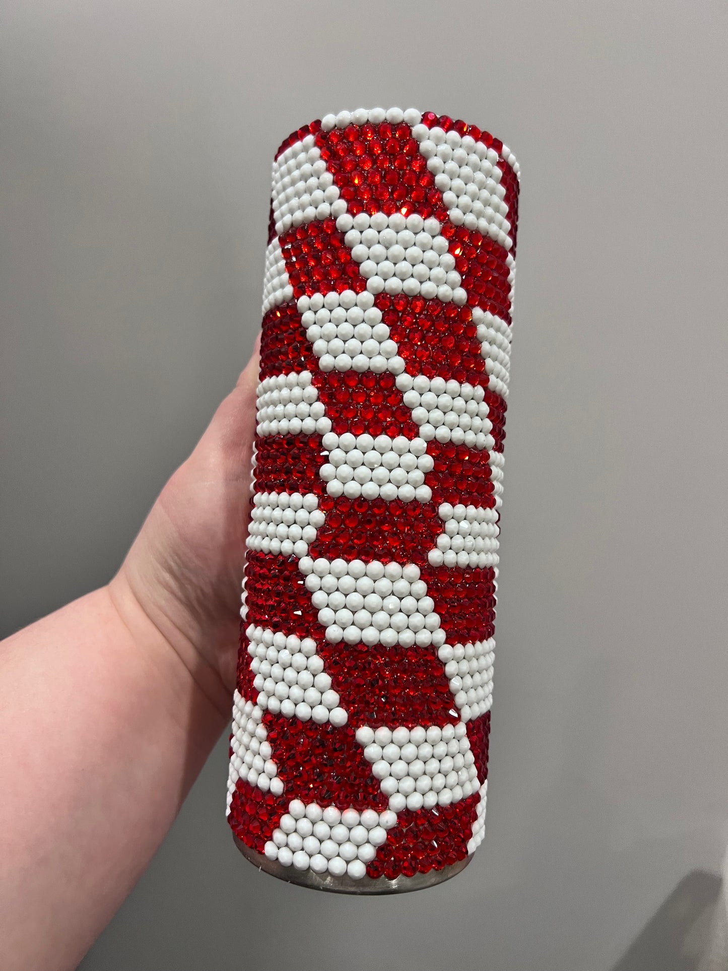 Candy cane rhinestone tumbler